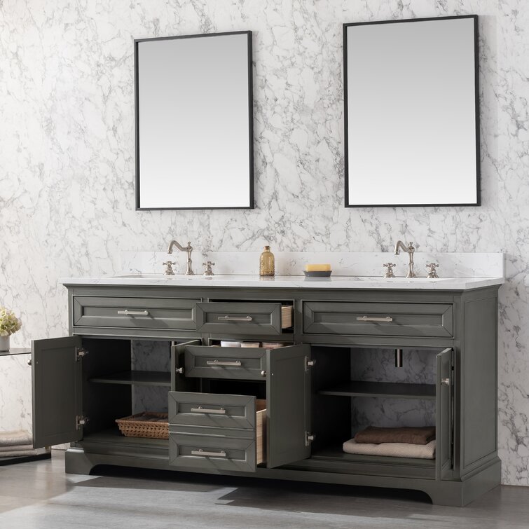 Annaline 72'' Free-Standing Double Bathroom Vanity with Engineered Stone Vanity Top Lark Manor Base Finish: Silver Gray