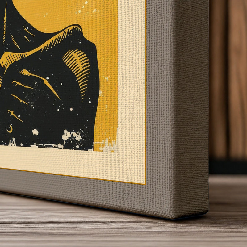 Alien Icon Retro - Wrapped Canvas, 18x12 - 45.7 x 30.5 cm, Taupe Border