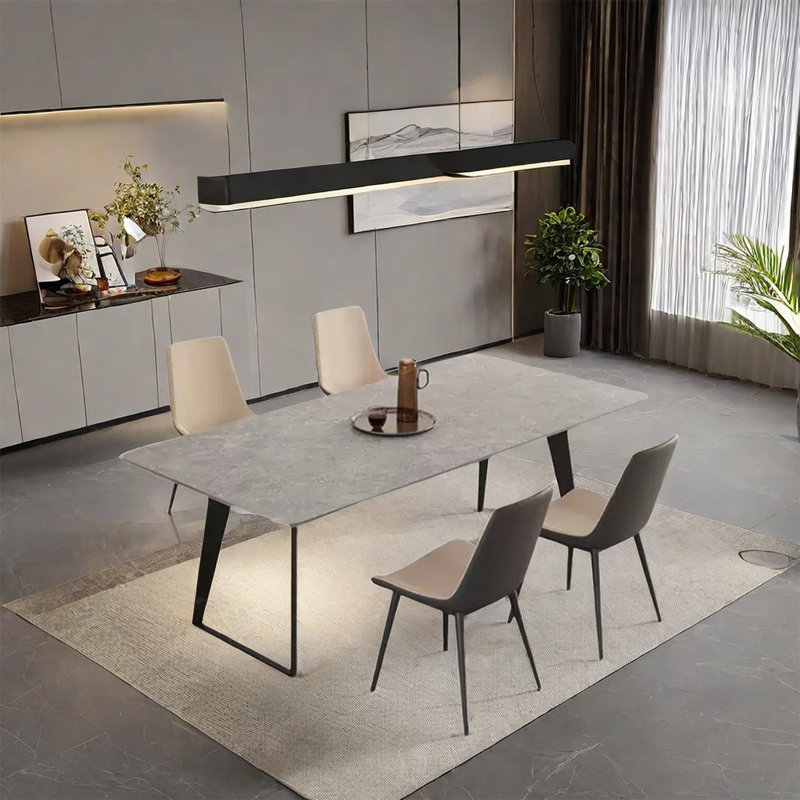 Italian style minimalist dining table sets, 29.5"H x 70.9"L x 31.5"W