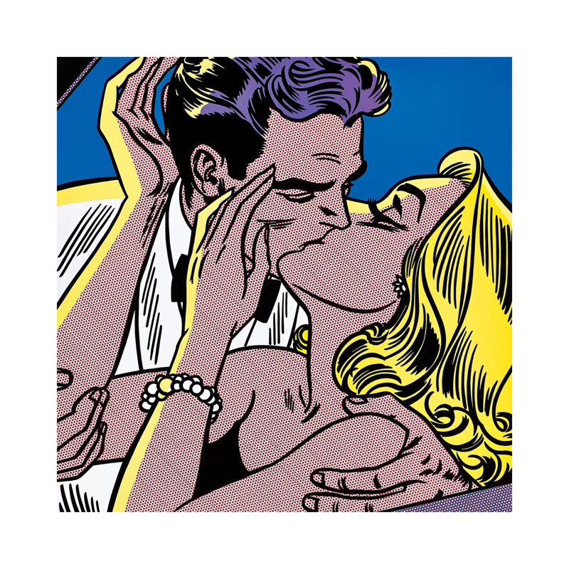 «Kiss II» par Toni Sanchez - impression d'art graphique, Toile tendue, H 12 po x l 12 po x P 0,75 po
