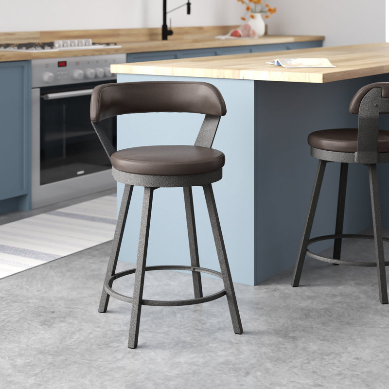 Tabouret de bar et de comptoir Berrin, Brun, Tabouret de comptoir (siège d’une hauteur de 24