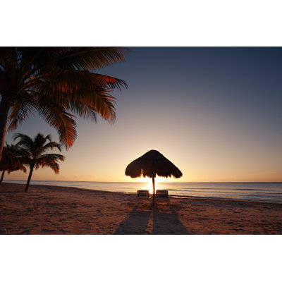 Tropical Beach Sunset In Vacation Resort Hotel Of Cancun Mexico by YinYang - No Frame Print on Canvas