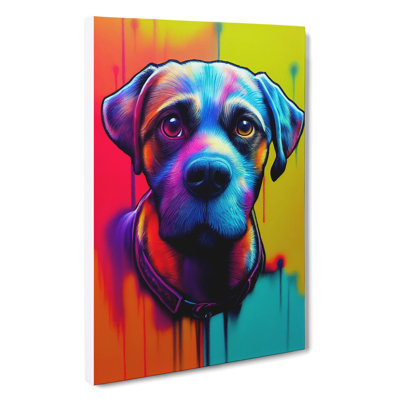 Neon Dog No.1 - Wrapped Canvas