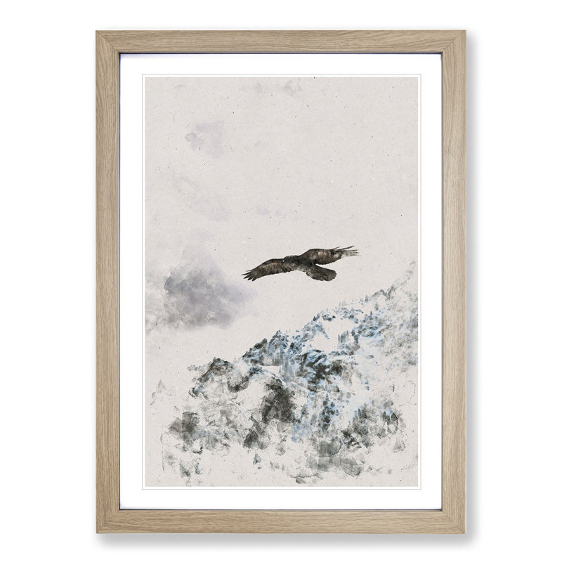 Eagle Flying High - Picture Frame Graphic Art, 48cm H x 36cm W x 2cm D, Oak