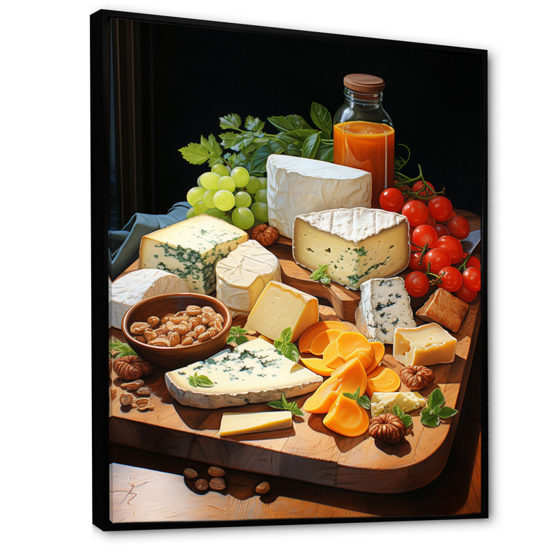 Food Gourmet Cheese Board II - Impressions encadrées pour la cuisine, 44" H x 34" W, Cadre flottant noir