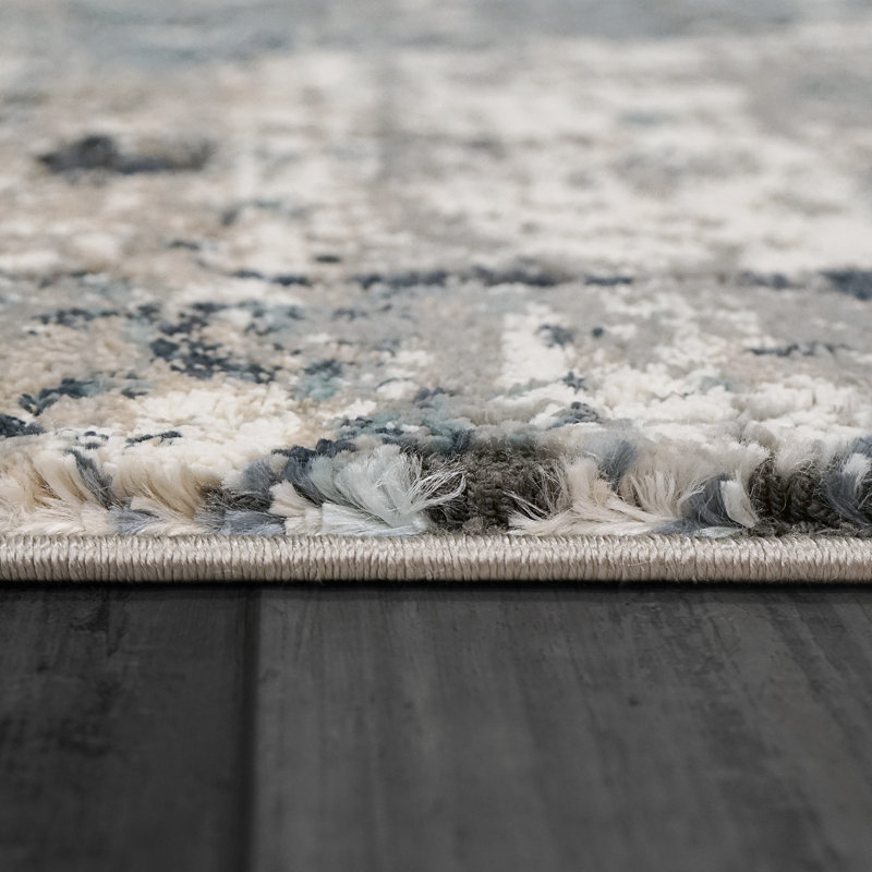 Tapis abstrait gris / bleu, Rectangle 9 pi x 12 pi