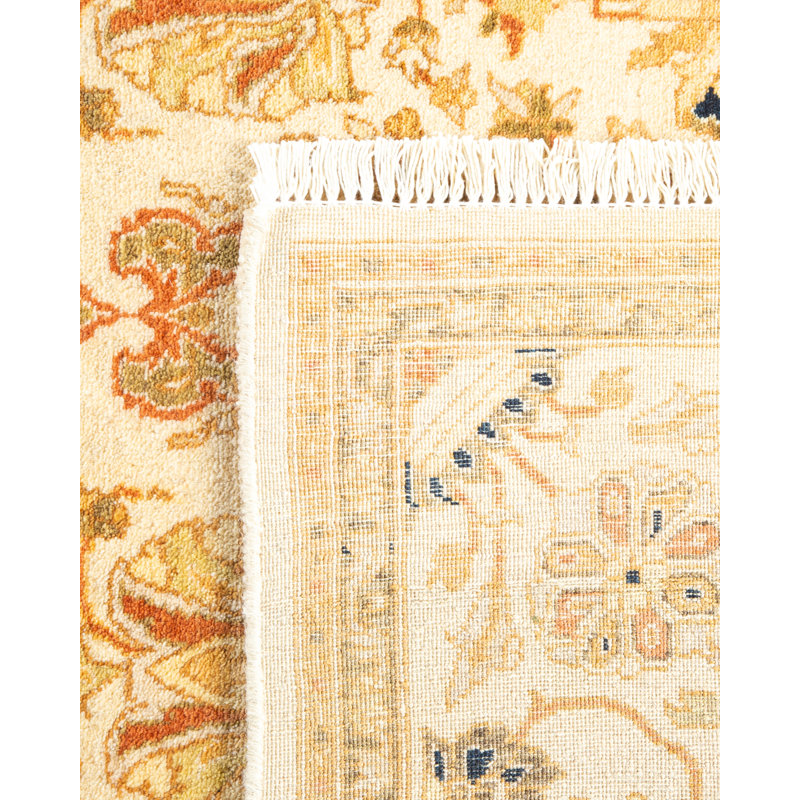 Ivory Hand-Knotted Wool Oriental 4' x 6' Rug