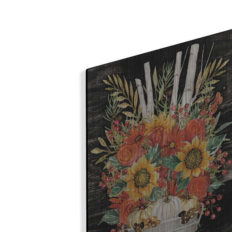 «No. 4 Fall Flowers And Birch 2» par Cindy Jacobs, H 24 po x l 12 po