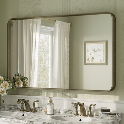 Aevar Tempered Glass and Aluminum Alloy Framed French Cleat Mounted Wall Mirror