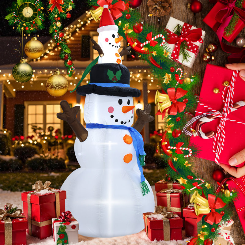 Bonhomme de neige de Noël gonflable géant de Noël, bonhomme de neige gonflable avec lumières à DEL, décorations d'hiver pour l'extérieur pour la cour