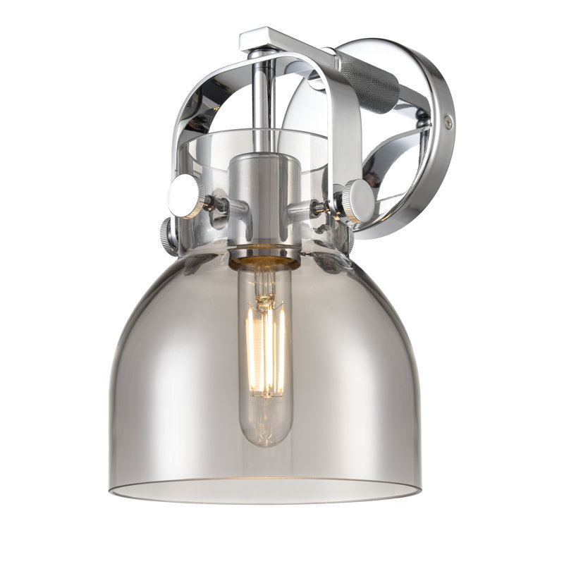 Skycrest Armed Sconce, Plated Smoke, Polished Chrome