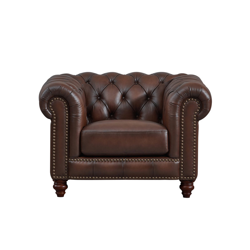 Anitza Upholstered Chesterfield Chair, Caramel