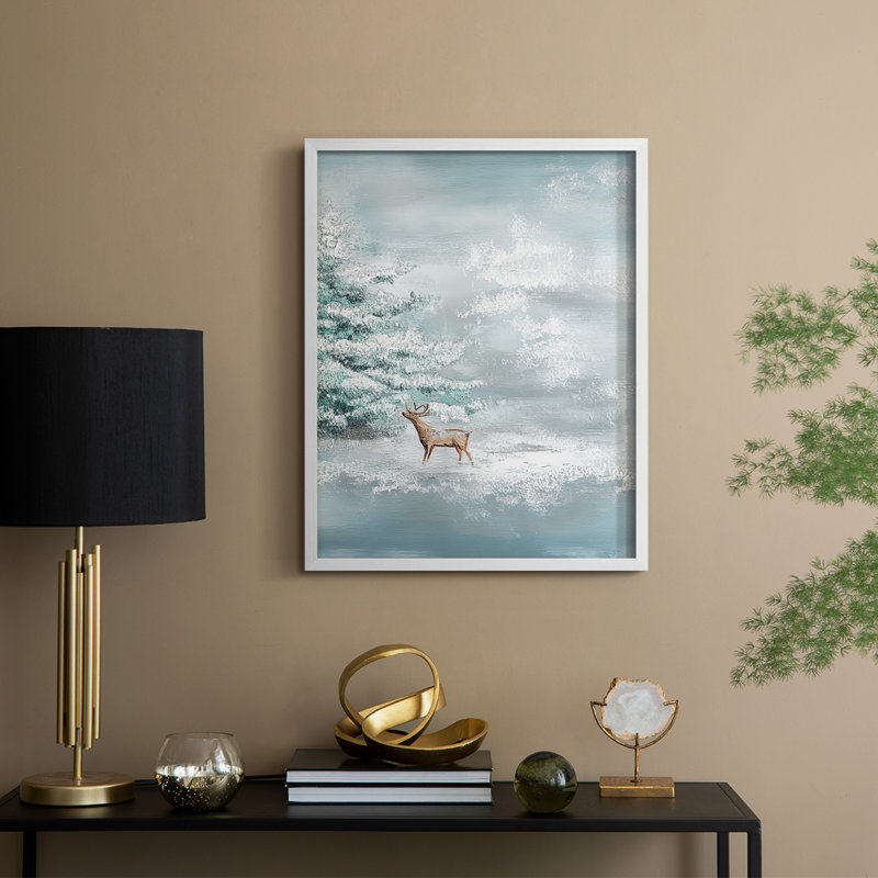 «Christmas Holiday Art», reproduction encadrée CL XXV - bois massif, H 21 po x l 17 po, Blanc