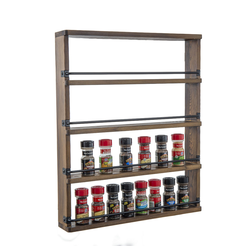 4-Tier Solid Wood Wall Spice Rack
