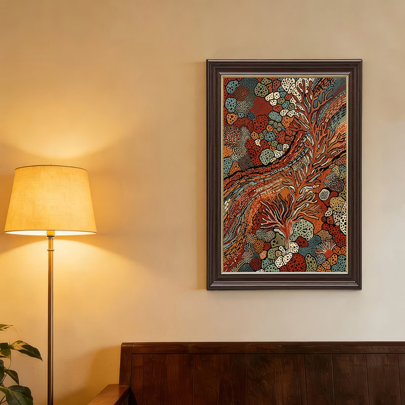 Rouille et sarcelle corail, H 18 po x l 12 po