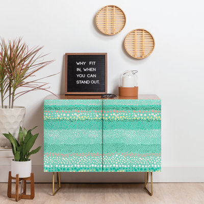 Ninola Design Little Dots Textured Green 2 Door Credenza Cabinet