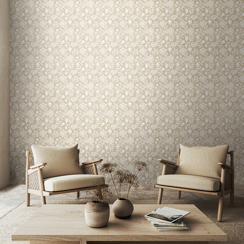 Evelyn Trail - Soft Petrol 10m Wallpaper, Grey Floral