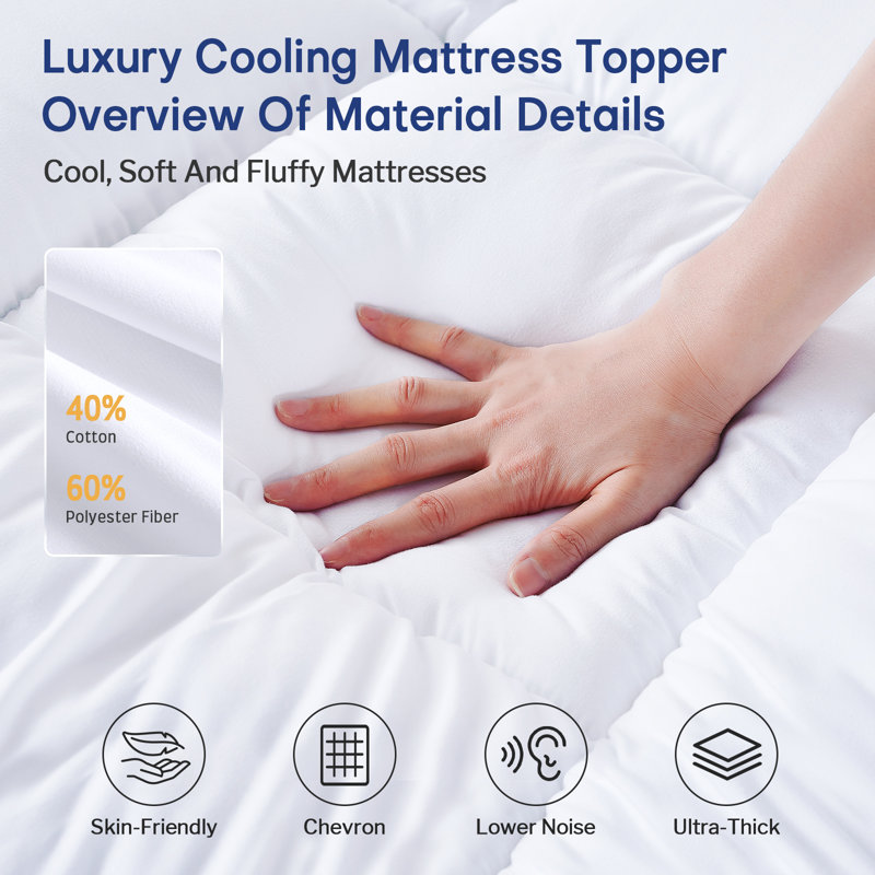 Double Layer 4-Inch Mattress Topper, Including A 2-Inch Memory Foam Mattress Pad And A 2-Inch Cooling Mattress Pad Cover, Designed For Back Pain Relief