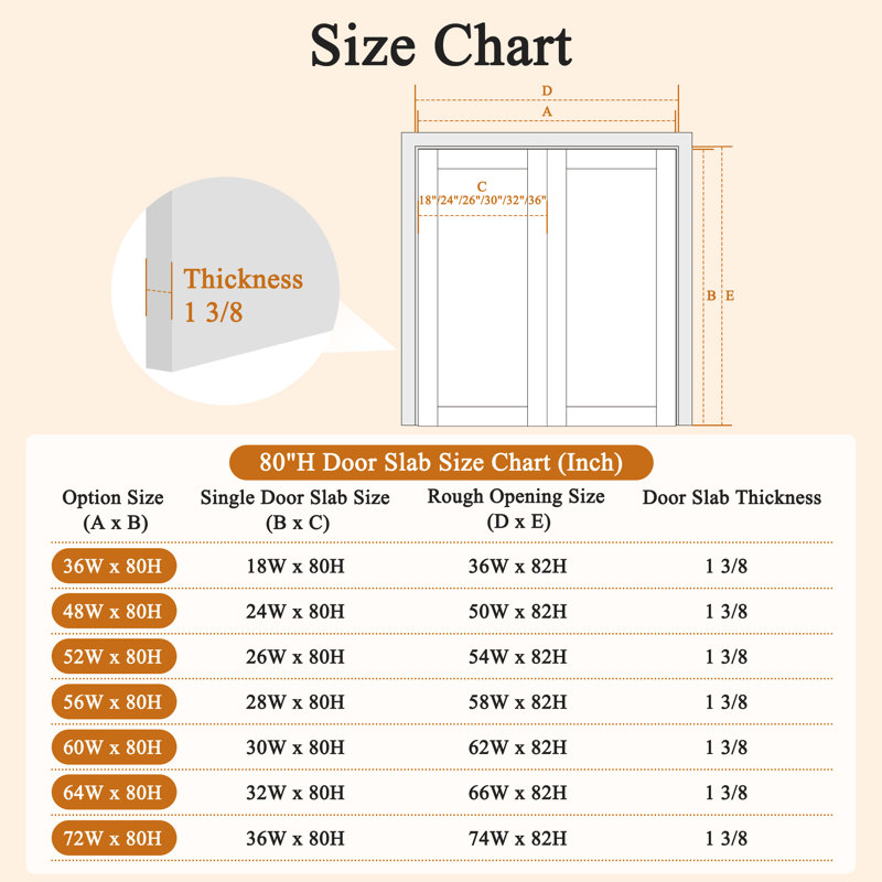 Porte standard à 2 panneaux avec porte à dalle de 80 po pour salle de bain, garde-manger et porte intérieure, 72 po x 80 po