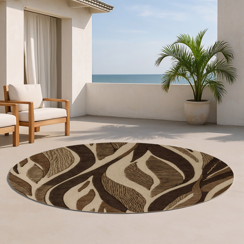 Tapis d'intérieur et d'extérieur brun Nature, Rond 5 pi