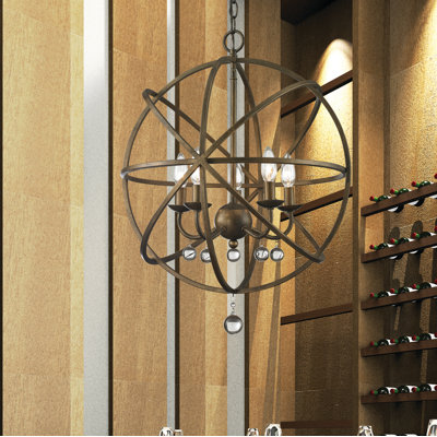 Berdina 5 - Light Steel Dimmable Globe Chandelier