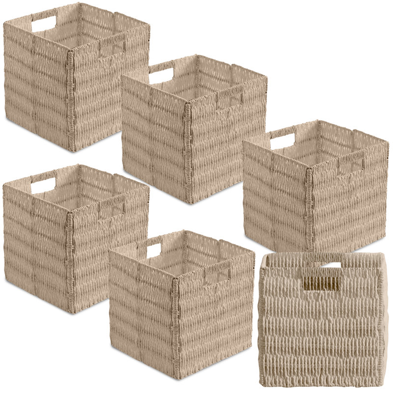 Ensemble de 6 paniers-cubes en osier, H 9 po x l 9 po x P 9 po, Beige
