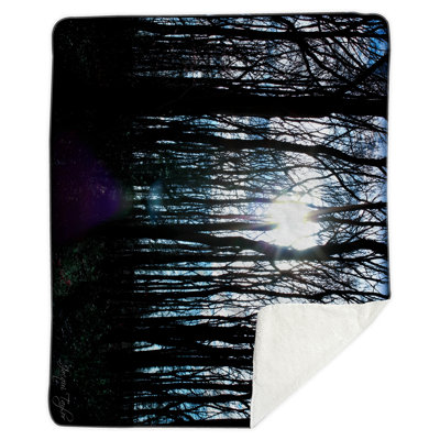 Silhouette Trees Beach Medium Sherpa Blanket