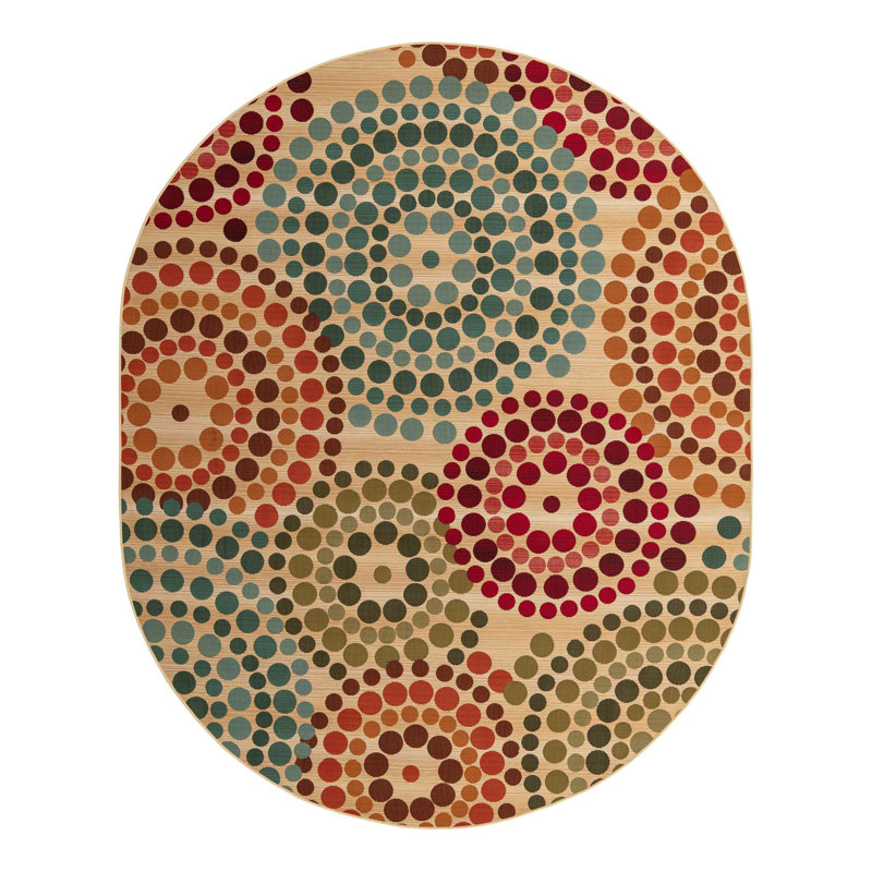 Deweese Geometric Green/Beige/Red/Turquoise Indoor / Outdoor Area Rug, Oval 4'1" x 6'1"