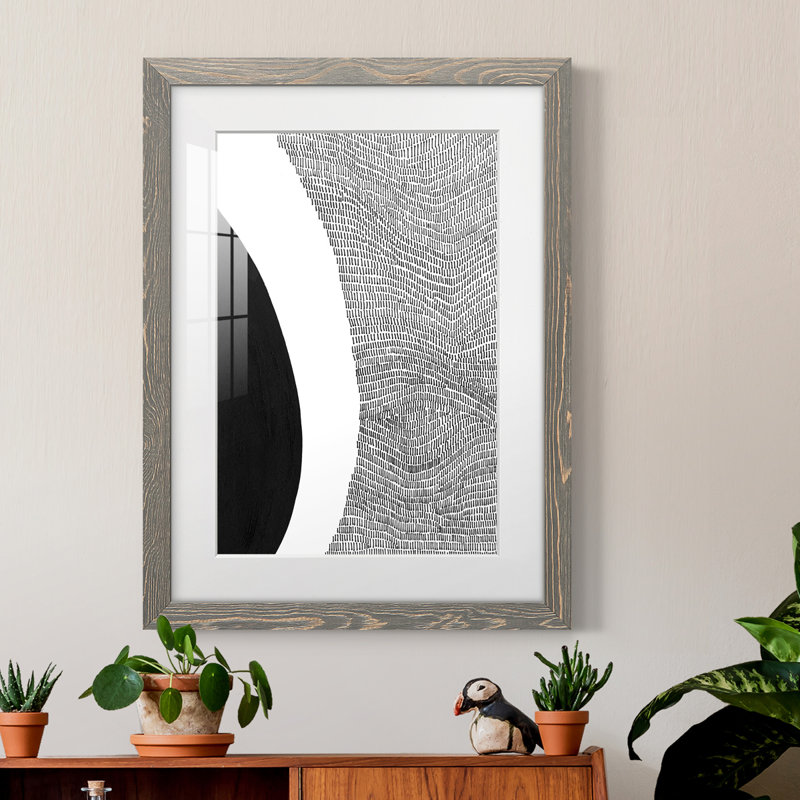 Noir et blanc abstrait II encadré mat de qualité supérieure - prêt à être accroché, Cadre gris, H 24 po x l 20 po x P 1 po