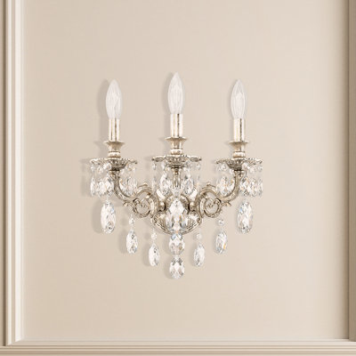 Milano 3 Light 13in x 15in Wall Sconce in Heirloom Bronze with Clear Radiance Crystals