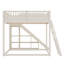 Lit mezzanine double avec échelle, glissade et tablettes de rangement - pour enfants, structure en bois de pin robuste, beige-227827444-227827441