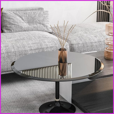 Plateau de table basse rond en verre trempé 32 pouces, bord biseauté épais de 2/5 pouces, facile à nettoyer et amp; Résistant à la chaleur