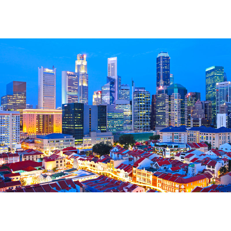 Singapore City At Night by Leungchopan - Wrapped Canvas Print, 30cm H x 46cm W
