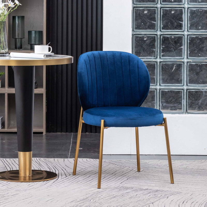 Chaise de salle à manger en velours, Bleu
