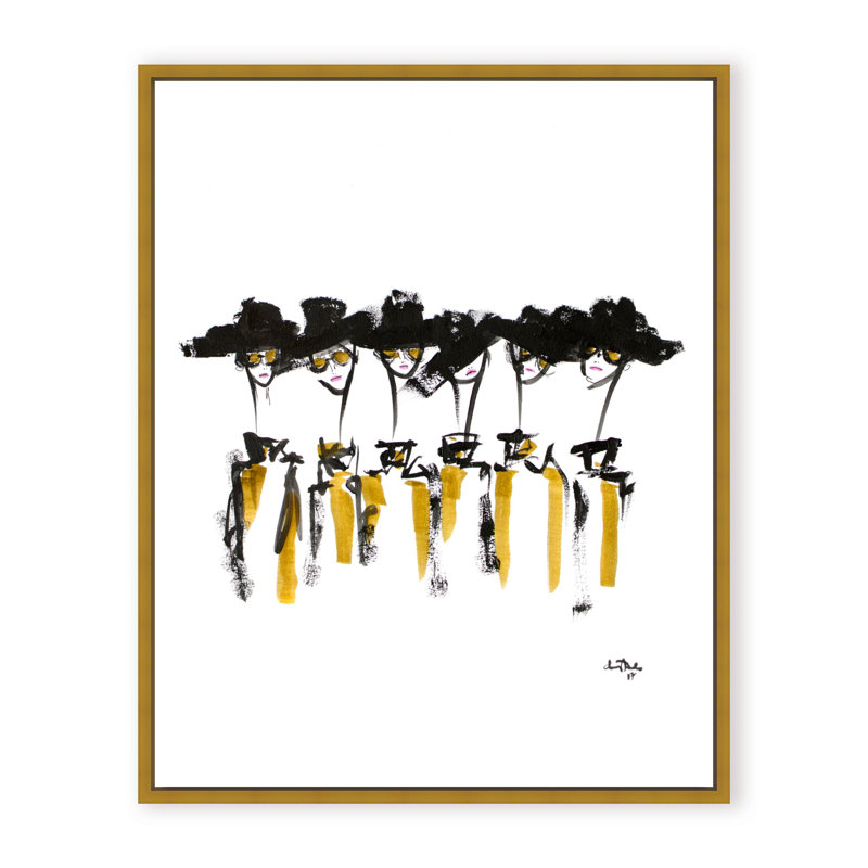 Hat And Sunnies Print by Chauncey Jacks, Framed Canvas, 30" H x 24" W x 2.375" D, Gold
