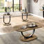 Chêne rustique et sable noir 3 pièces table de travail industrielle avec base en U en bois reproduit, 1 table ovale 2 tables rondes