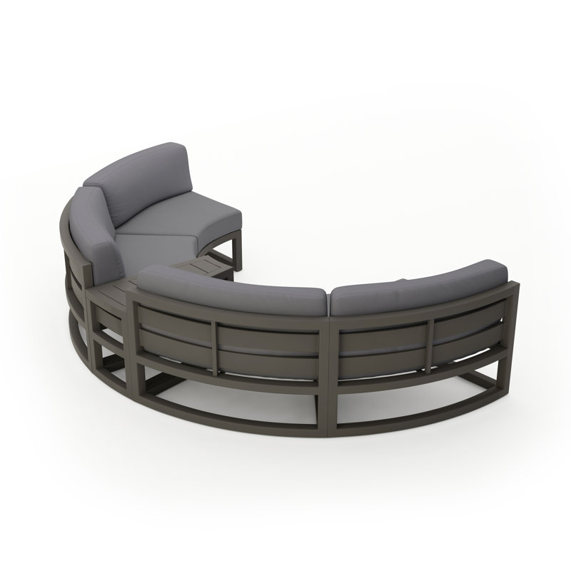 Avion 43" Wide Outdoor Curved Patio Sectional with Sunbrella Cushions, Slate, Canvas Charcoal Sunbrella® Canvas