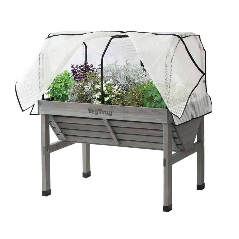 Wood Raised Garden Bed, Gray