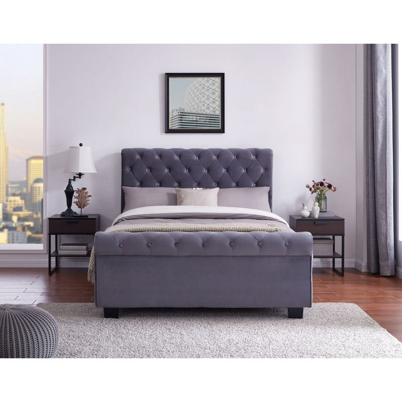 Camelford Upholstered Ottoman Storage Bed, Double (4'6), Grey
