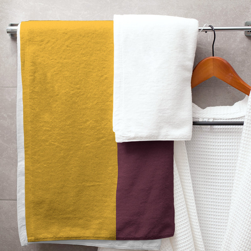 Cotton Blend Lightweight Bath Towel, Gold/Wine/Black