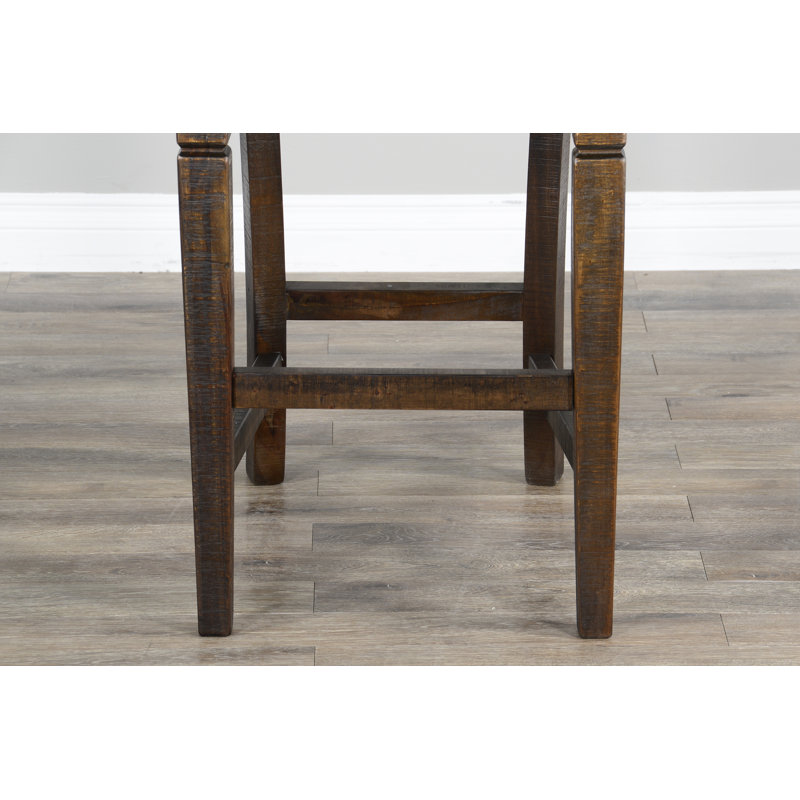 Gridley Upholstered Counter Stool with Solid Wood Frame, Tobacco Leaf, Dark Brown