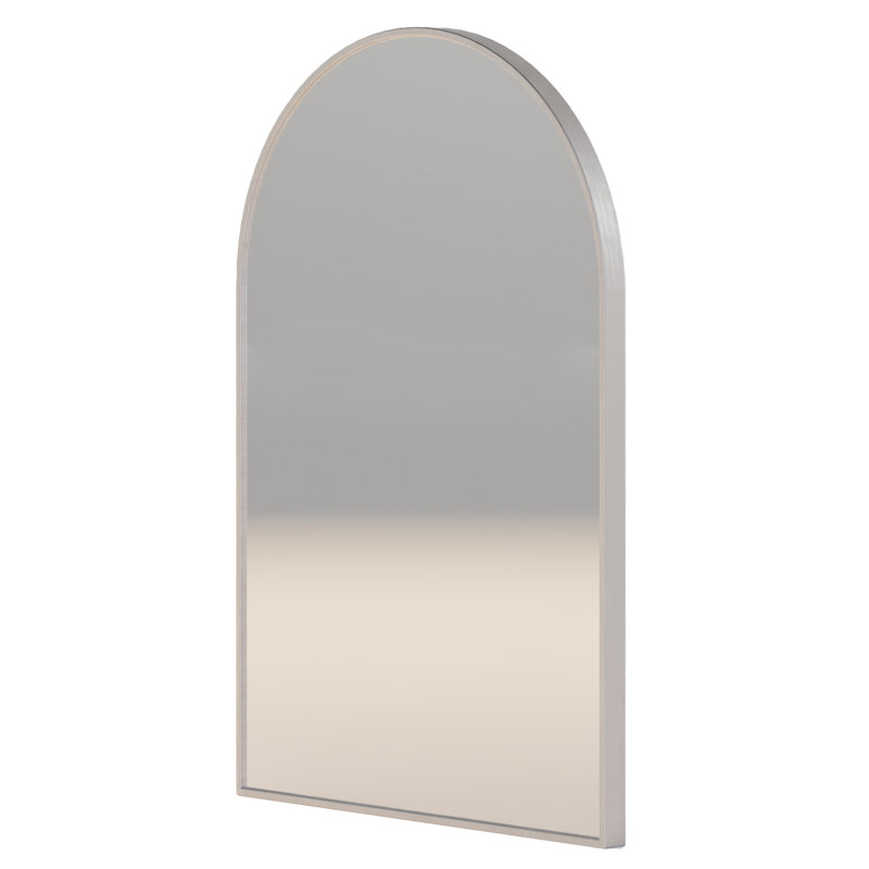  Miroir arqué Lucy avec cadre en aluminium argenté brossé, 20 x 30