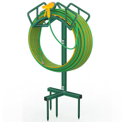 Support de boyau d'arrosage robuste - Rangement pour boyau d'arrosage jusqu'à 45 m | Enrouleur de tuyau métallique autoportant pour jardin, terrasse et extérieur