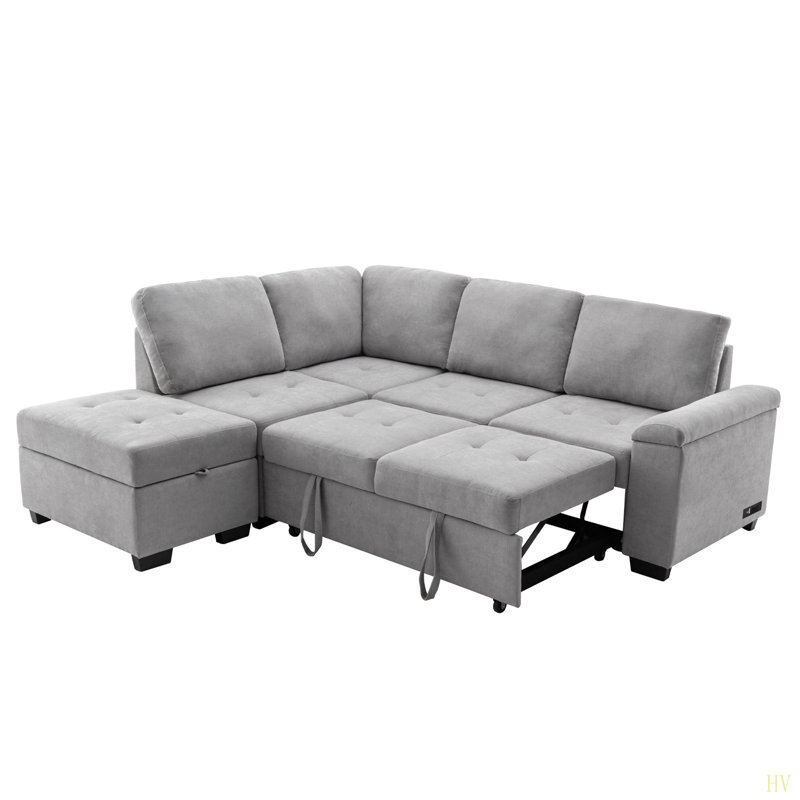 Timitra 3 - Piece Upholstered Sectional, Gray Velvet