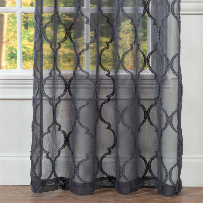 Paire de rideaux transparents avec œillets Ashat, Gris anthracite, L 52 po x L 96 po