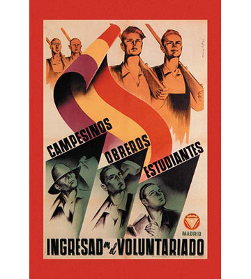 Campesinos, Oberos, Estudiantes: Ingresad en el Voluntariado Vintage Advertisement