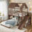 House-Style Wooden Bunk Bed with Slide, Storage Shelves & Wardrobe-125006245