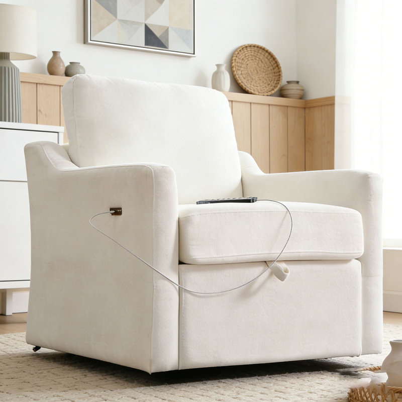 Fauteuil demi-tonneau en chenille, Blanc