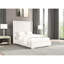 Lit double moderne blanc en tissu de chenille de fourrure, base en bois d'ingénierie, compatible avec les matelas pour le revêtement de la chambre à coucher, la structure et la salle à manger-950007782-950007781