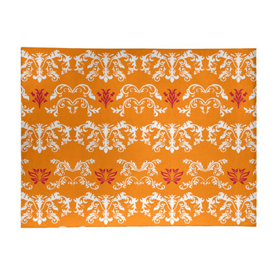 Tapis orange / blanc Damask